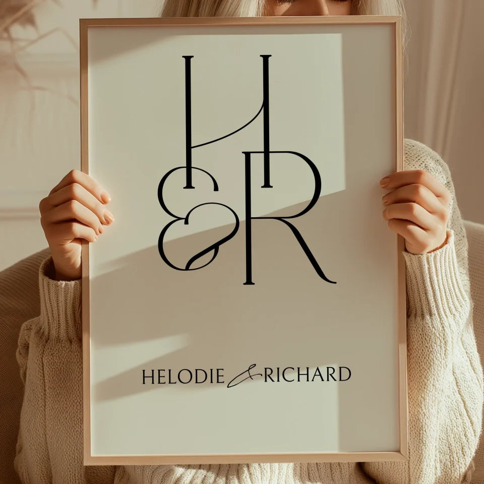Initiale de Couple - Affiche personnalisée
