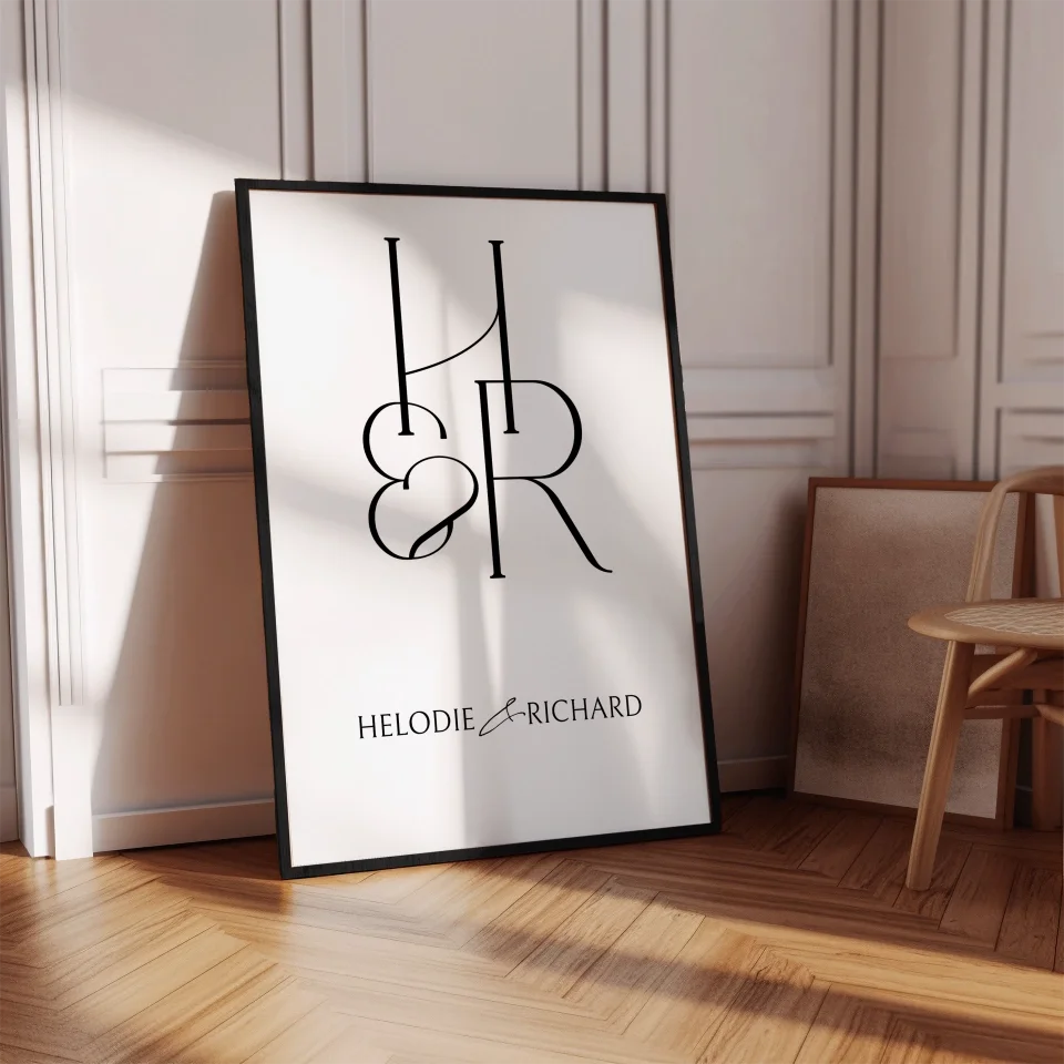 Initiale de Couple - Affiche personnalisée