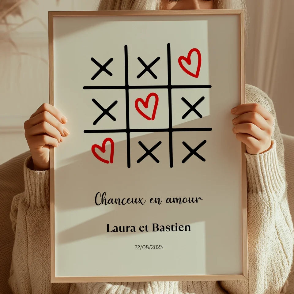 Morpion amour - Affiche personnalisée