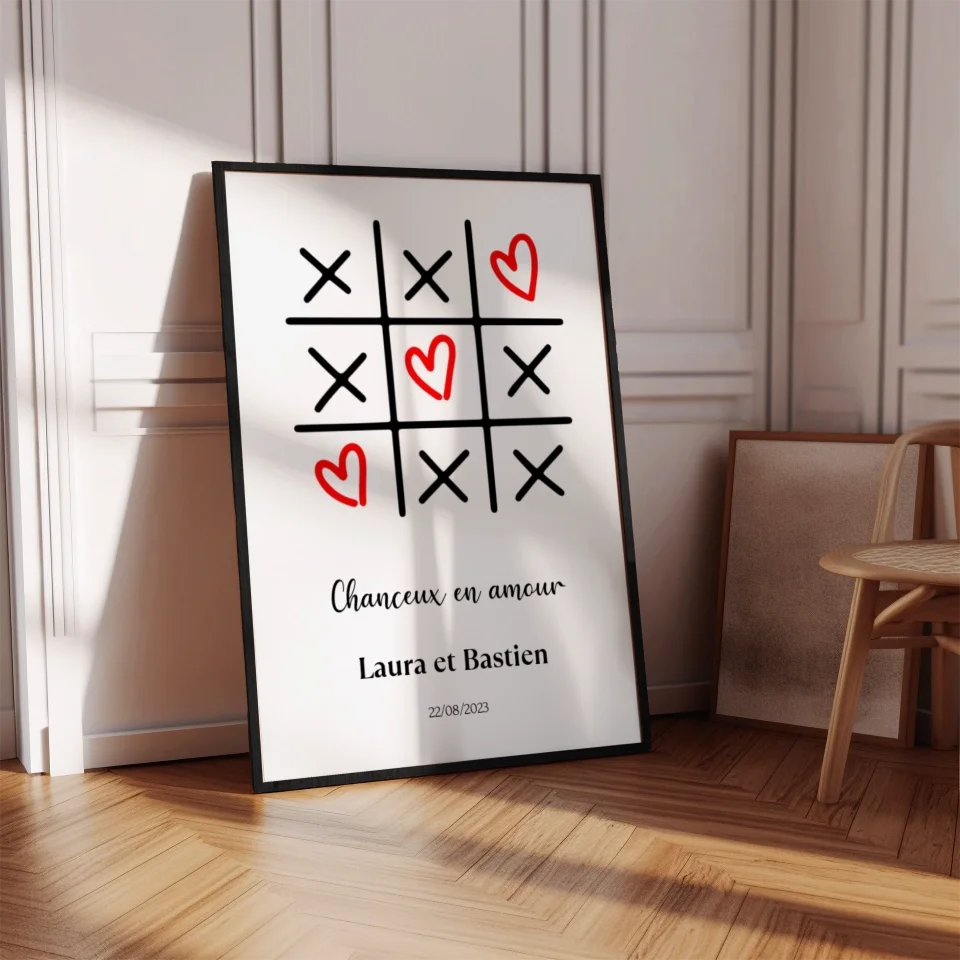 Morpion amour - Affiche personnalisée