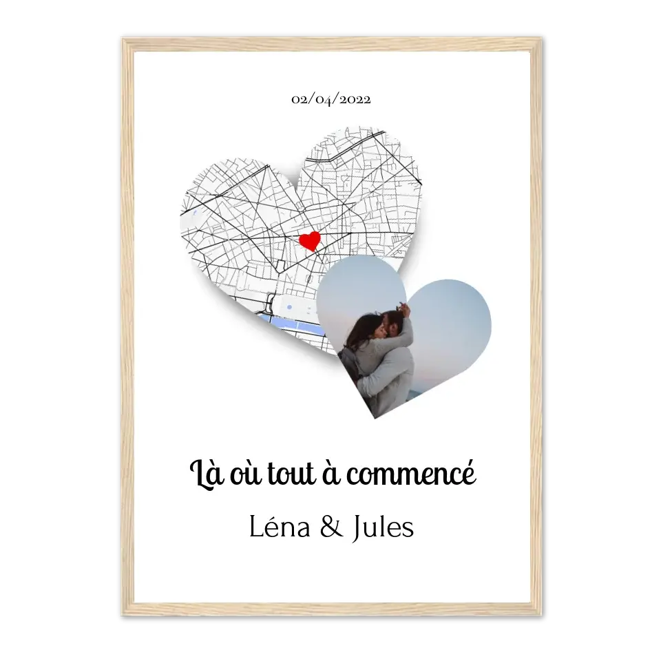 Lieu de Rencontre et Photo - Affiche personnalisée Cœur-Carte-Affiche-personnalisé-Naturel-Ed.-Limité Jetaimeparis France