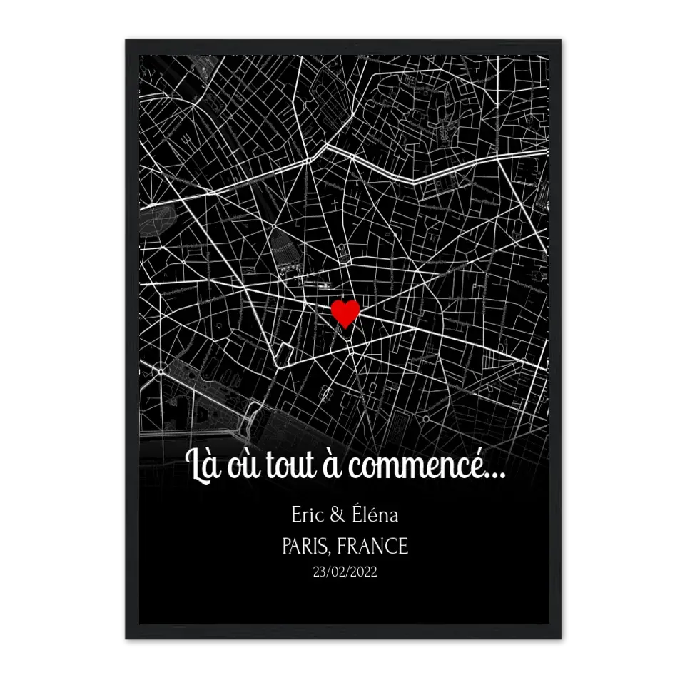 Lieu de Rencontre (Ed. N&B) - Affiche personnalisée Jetaimeparis France