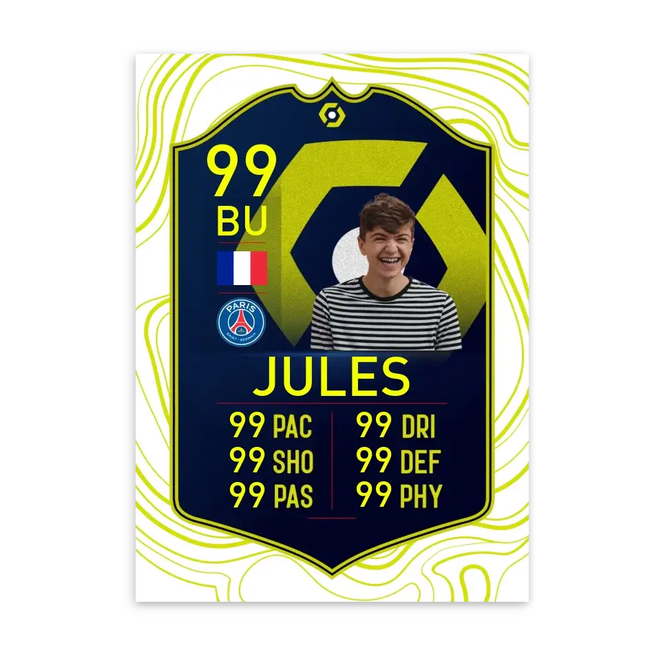 Carte FUT personnalisé - Affiche personnalisée LIGUE-1-Poster-sans-cadre-50x70-cm Jetaimeparis France