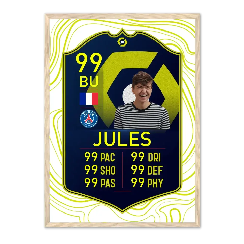 Carte FUT personnalisé - Affiche personnalisée LIGUE-1-Naturel-50x70-cm Jetaimeparis France