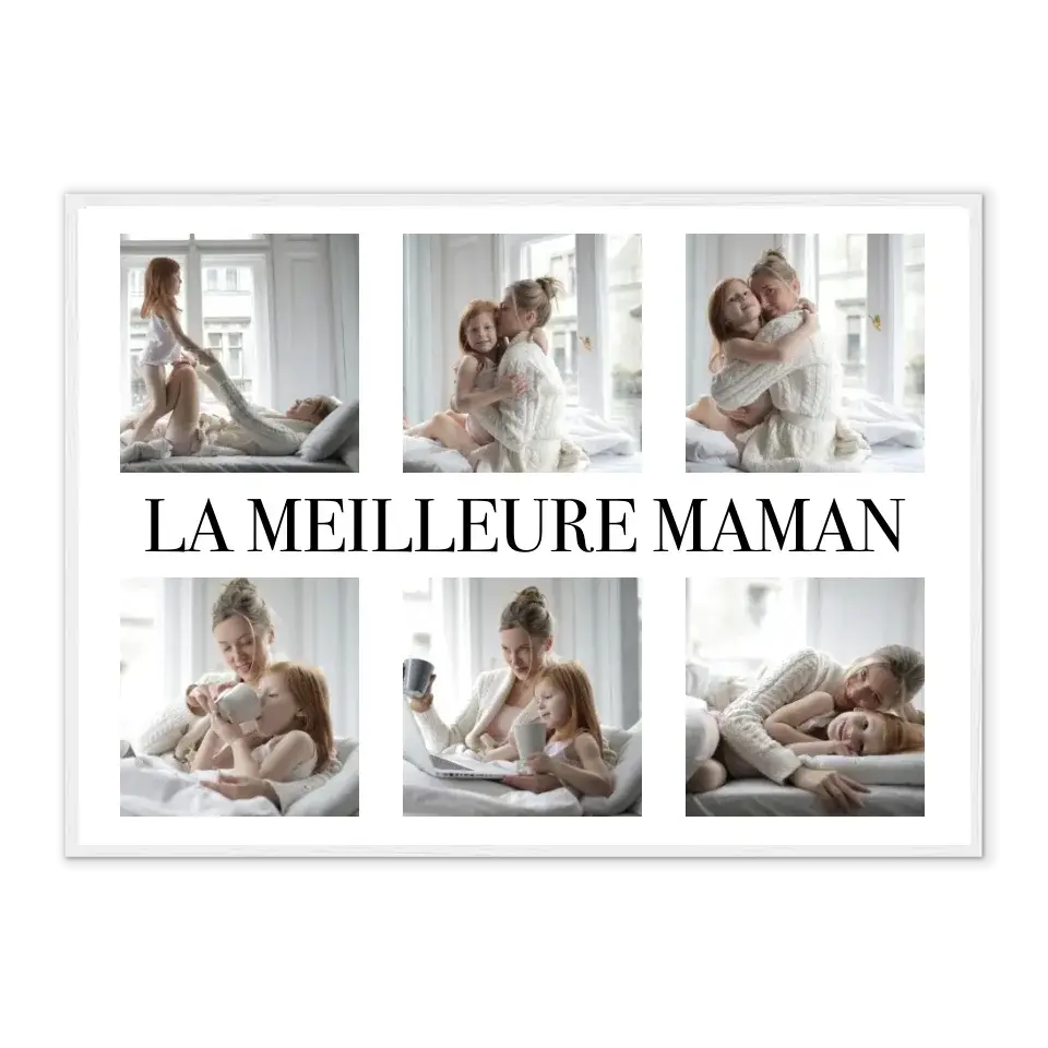La Meilleure Maman - Affiche personnalisée Cadre-Horizontal-Blanc-50x70-cm Jetaimeparis France