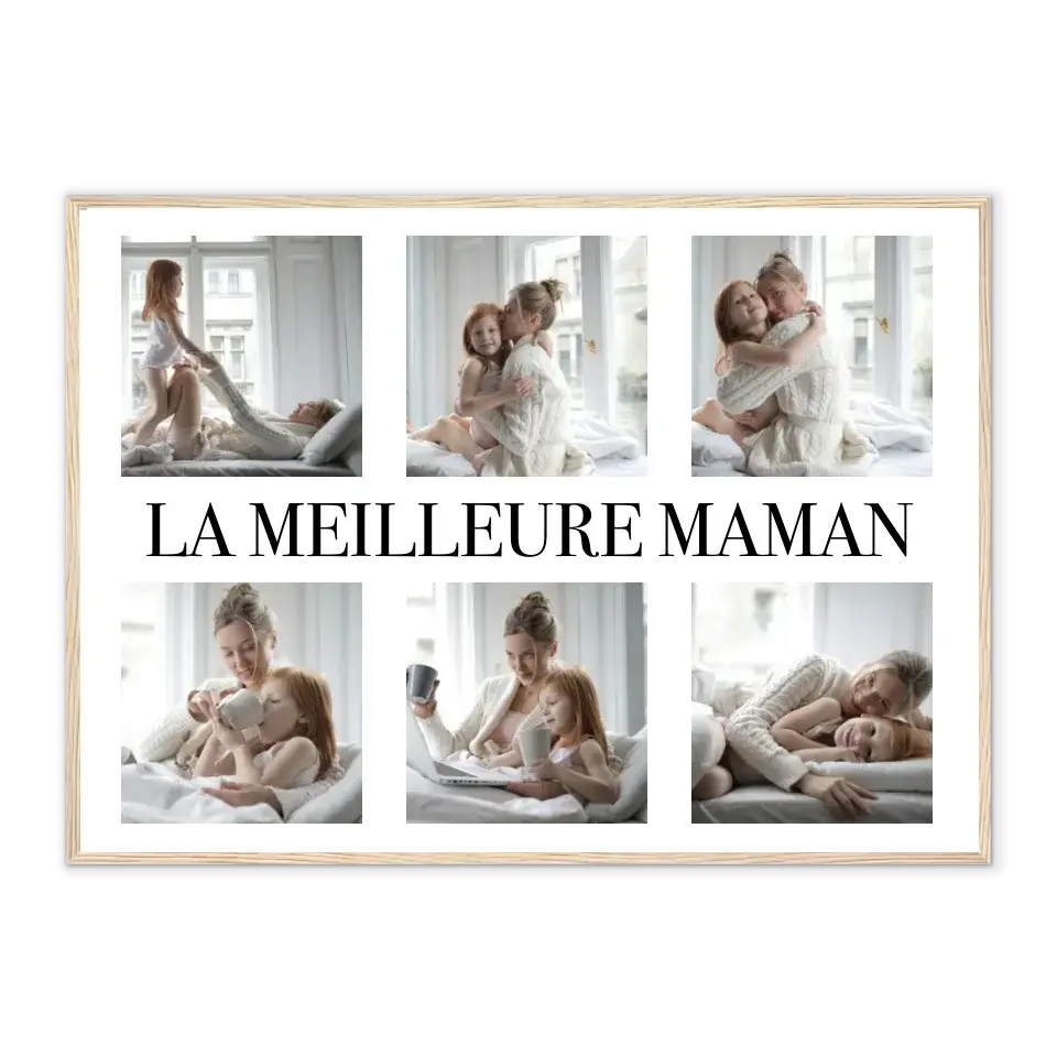 La Meilleure Maman - Affiche personnalisée Cadre-Horizontal-Naturel-50x70-cm Jetaimeparis France