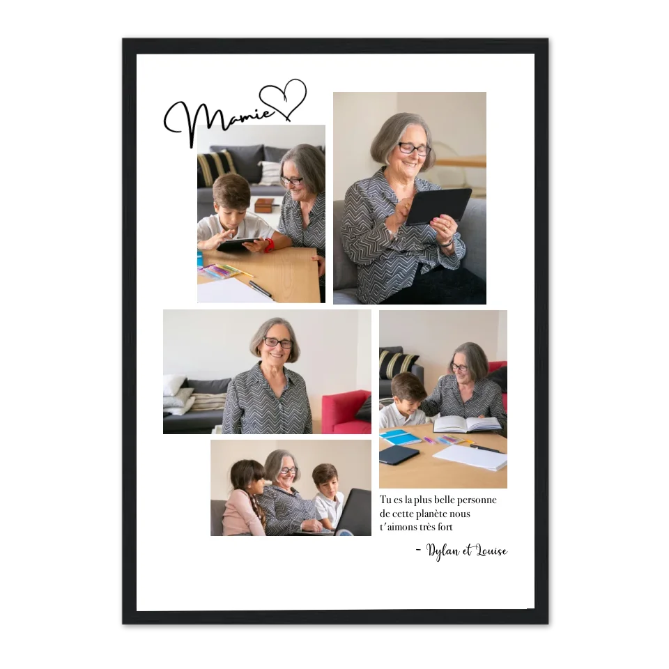 Mosaïque 5 photos Mamie - Affiche personnalisée