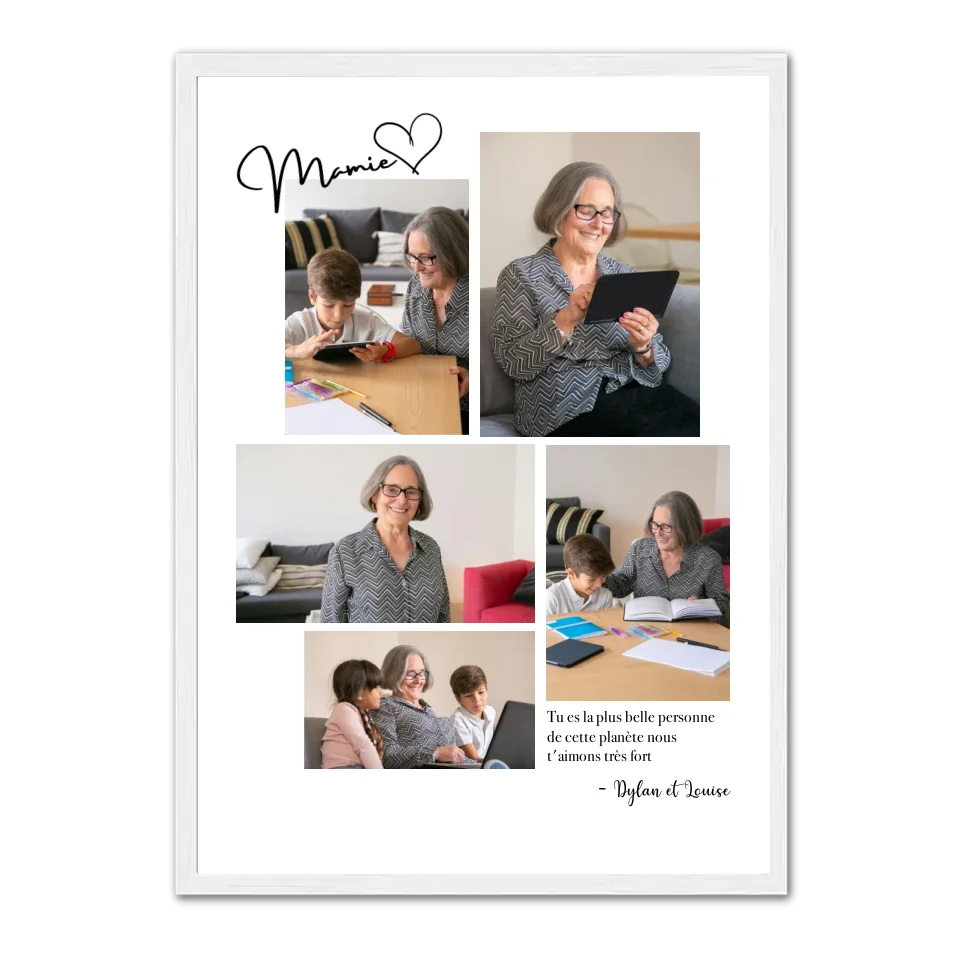 Mosaïque 5 photos Mamie - Affiche personnalisée Jetaimeparis France