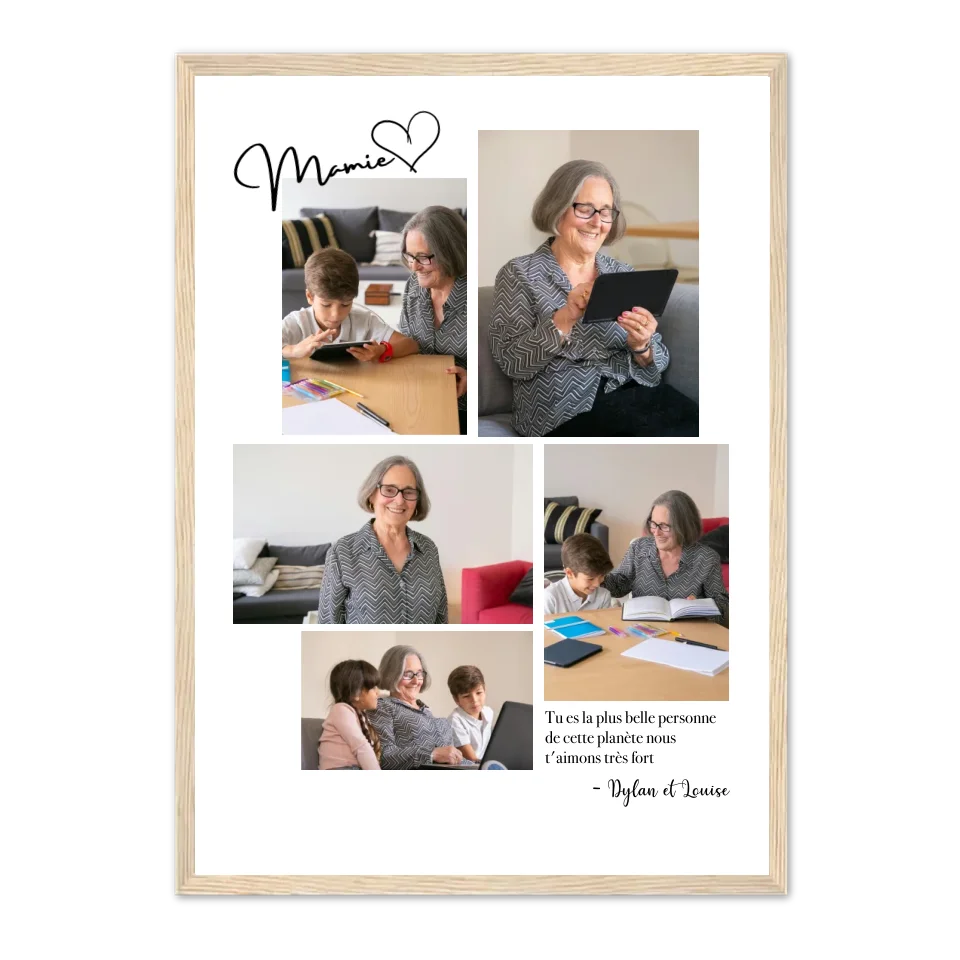 Mosaïque 5 photos Mamie - Affiche personnalisée