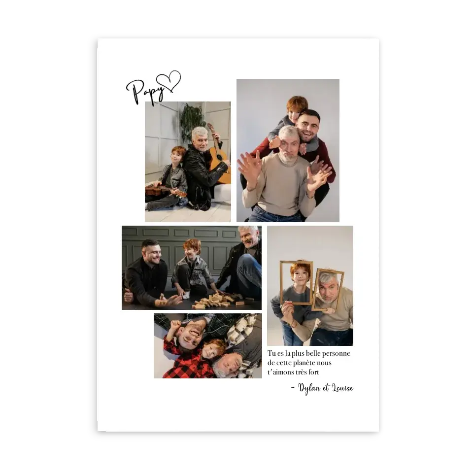 Mosaïque 5 photos Papy- Affiche personnalisée Cadre-Vertical-Poster-sans-cadre-Ed.-Limité-75x100 Jetaimeparis France