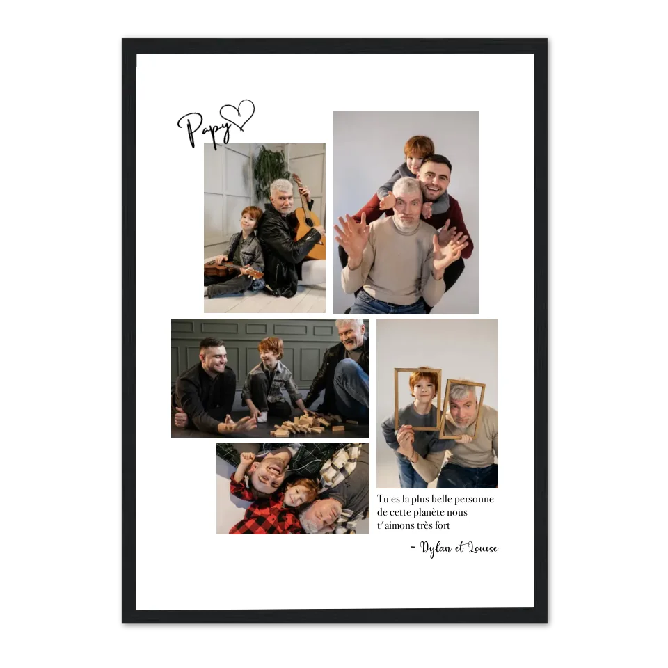 Mosaïque 5 photos Papy- Affiche personnalisée Jetaimeparis France