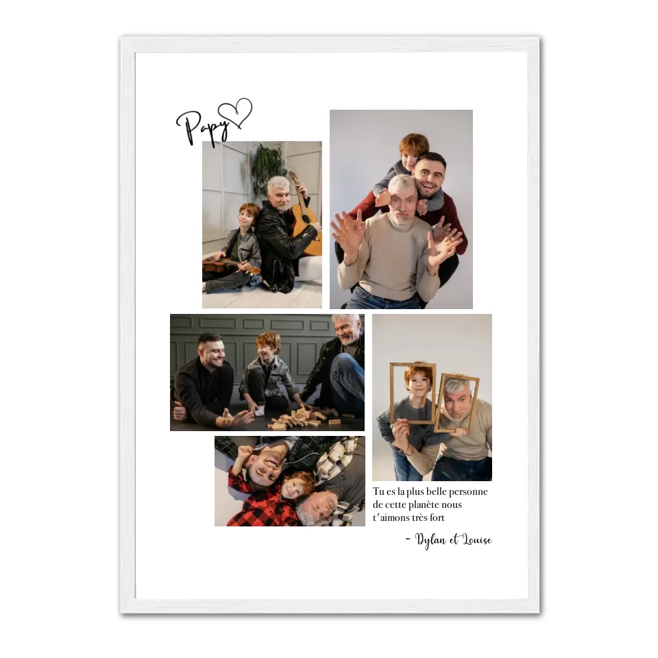 Mosaïque 5 photos Papy- Affiche personnalisée Jetaimeparis France