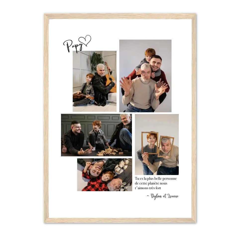Mosaïque 5 photos Papy- Affiche personnalisée Jetaimeparis France