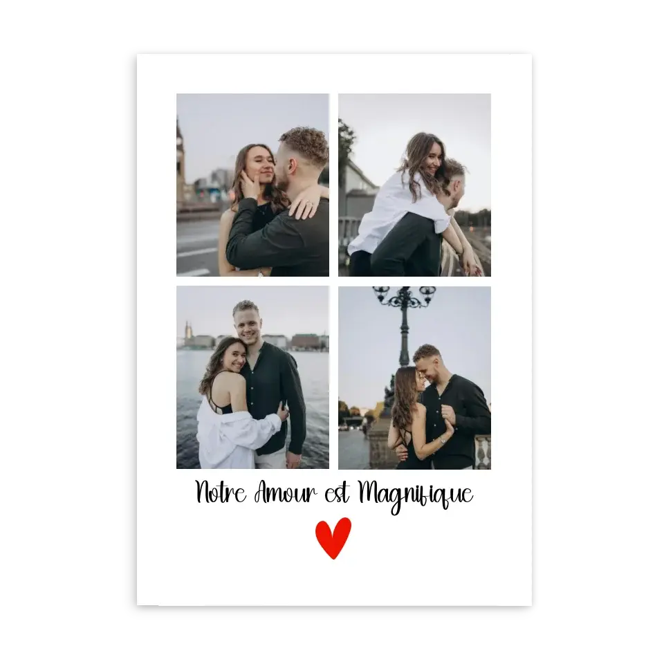 4 photos couple - Affiche personnalisée Cadre-Vertical-Poster-sans-cadre-Ed.-Limité-75x100 Jetaimeparis France