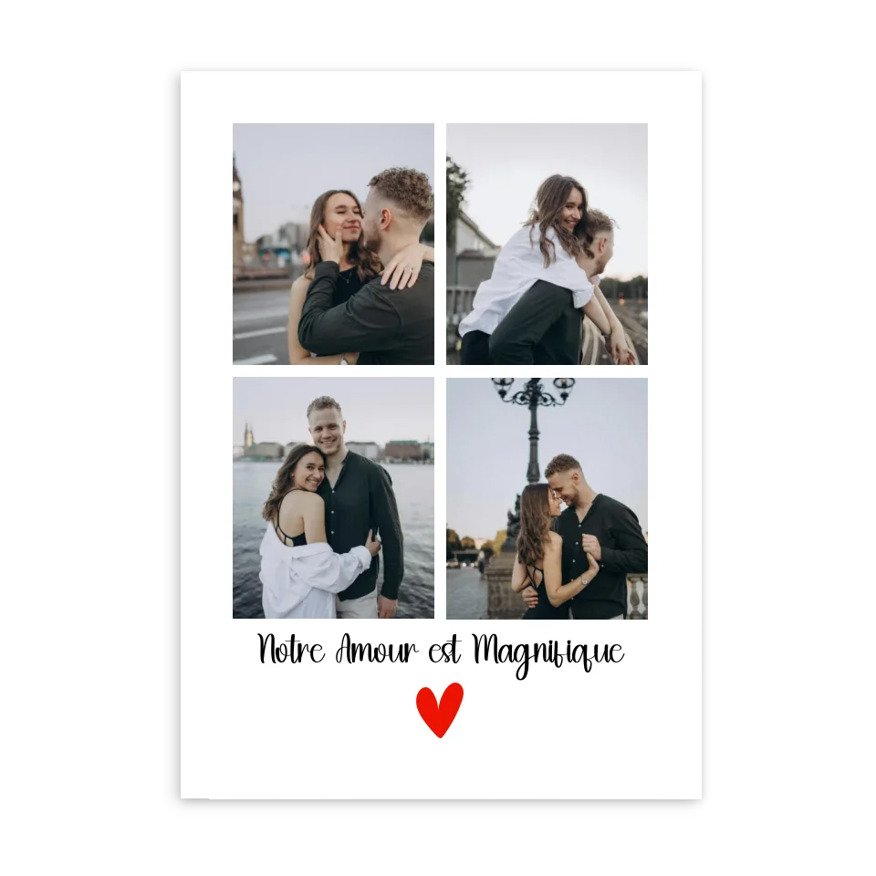 4 photos couple - Affiche personnalisée Jetaimeparis France
