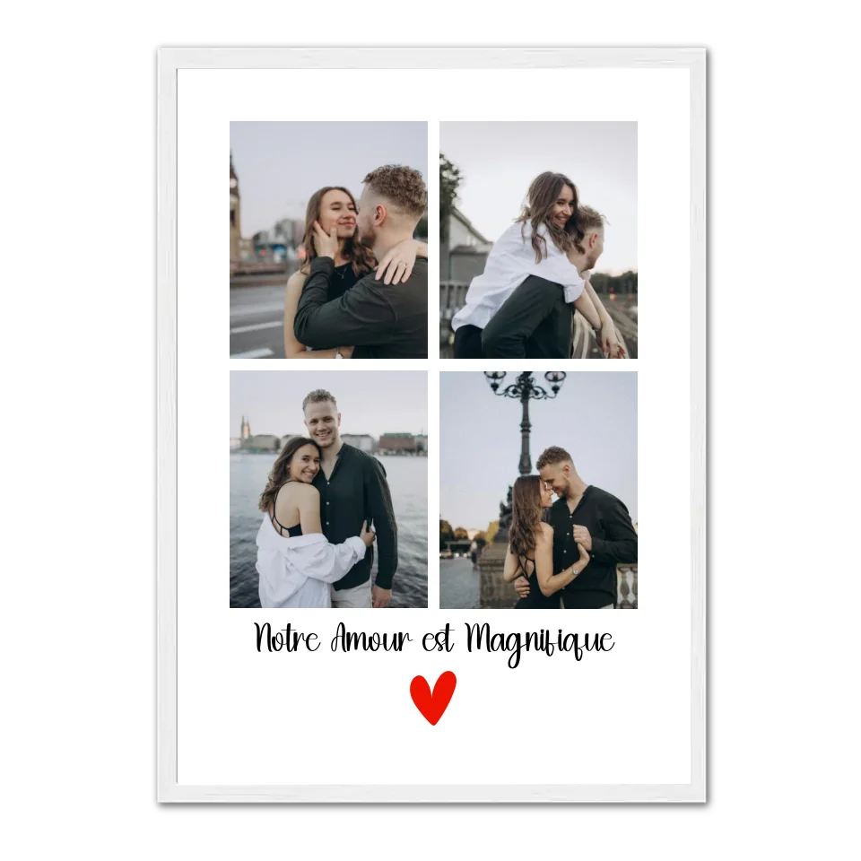 4 photos couple - Affiche personnalisée Jetaimeparis France
