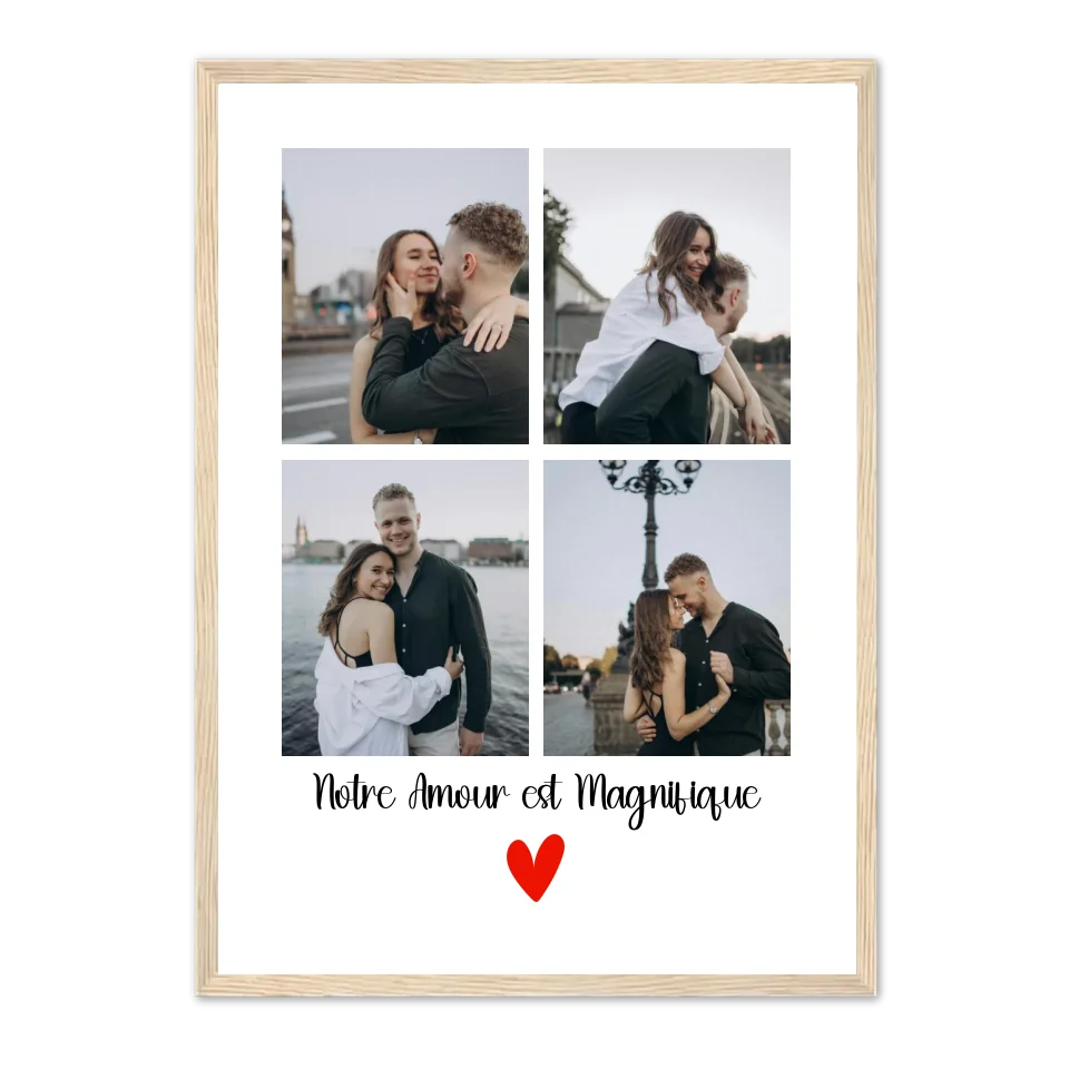 4 photos couple - Affiche personnalisée Jetaimeparis France