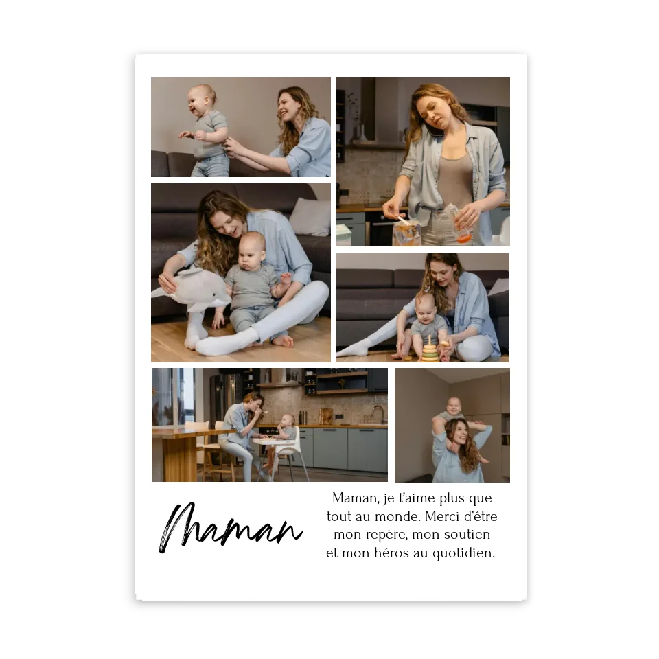 Affiche 6 photos maman - Affiche personnalisée Jetaimeparis France