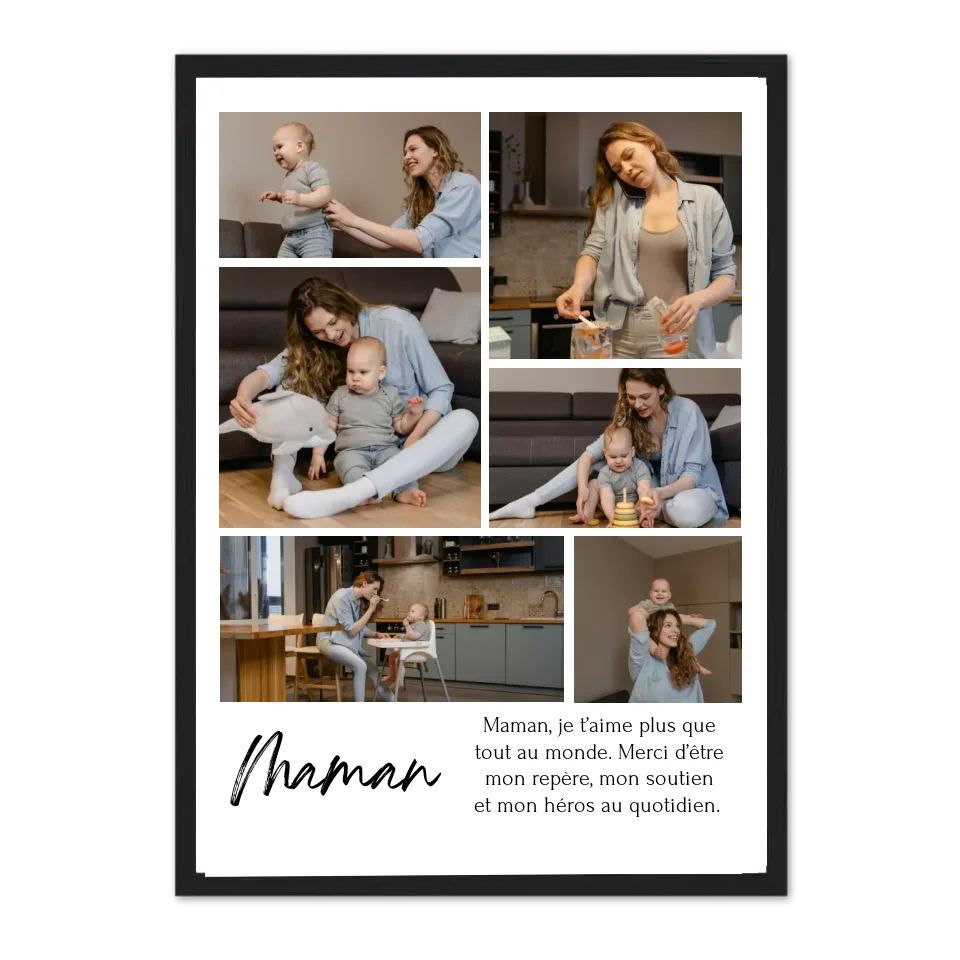 Affiche 6 photos maman - Affiche personnalisée Jetaimeparis France