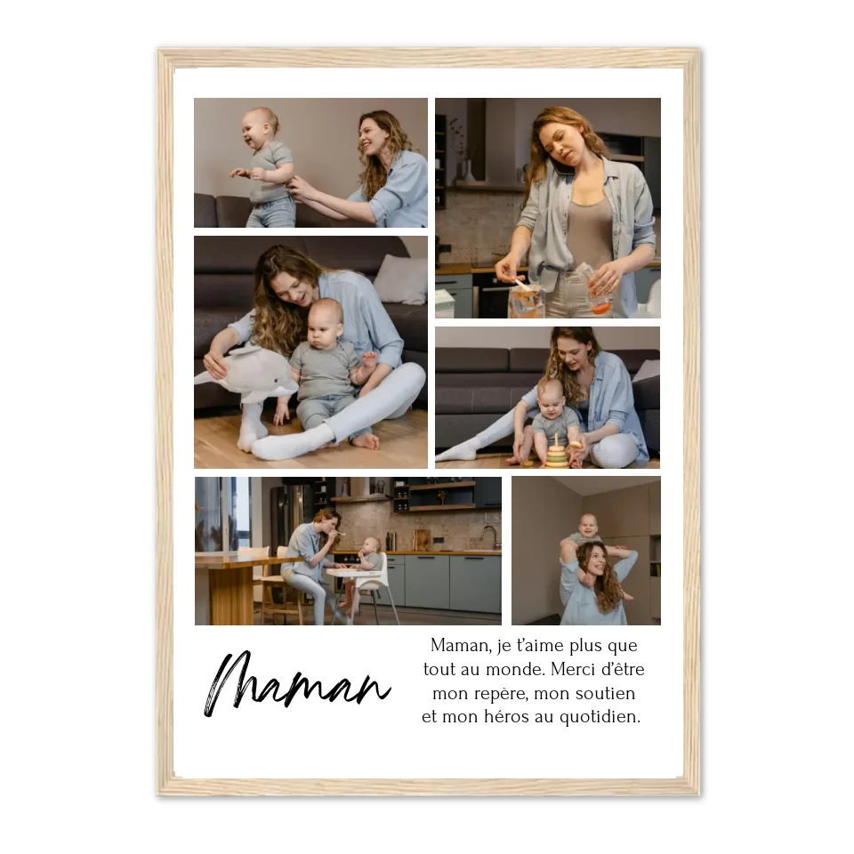 Affiche 6 photos maman - Affiche personnalisée Jetaimeparis France