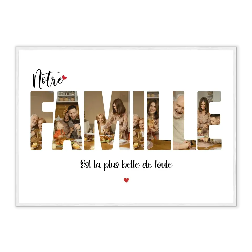 Notre Famille - Affiche personnalisée Cadre-Horizontal-Blanc-50x70-cm Jetaimeparis France