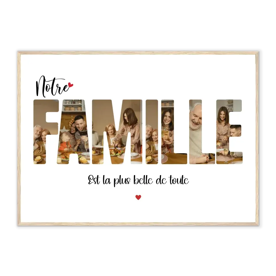 Notre Famille - Affiche personnalisée Cadre-Horizontal-Naturel-50x70-cm Jetaimeparis France