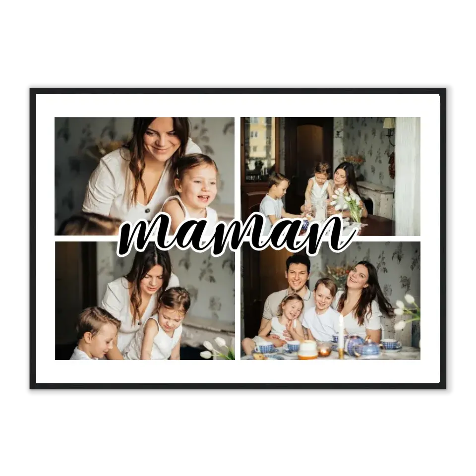 Maman - Affiche personnalisée Cadre-Horizontal-Noir-50x70-cm Jetaimeparis France