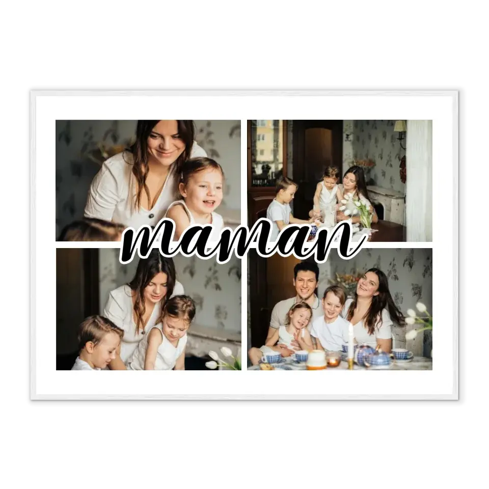 Maman - Affiche personnalisée Cadre-Horizontal-Blanc-50x70-cm Jetaimeparis France