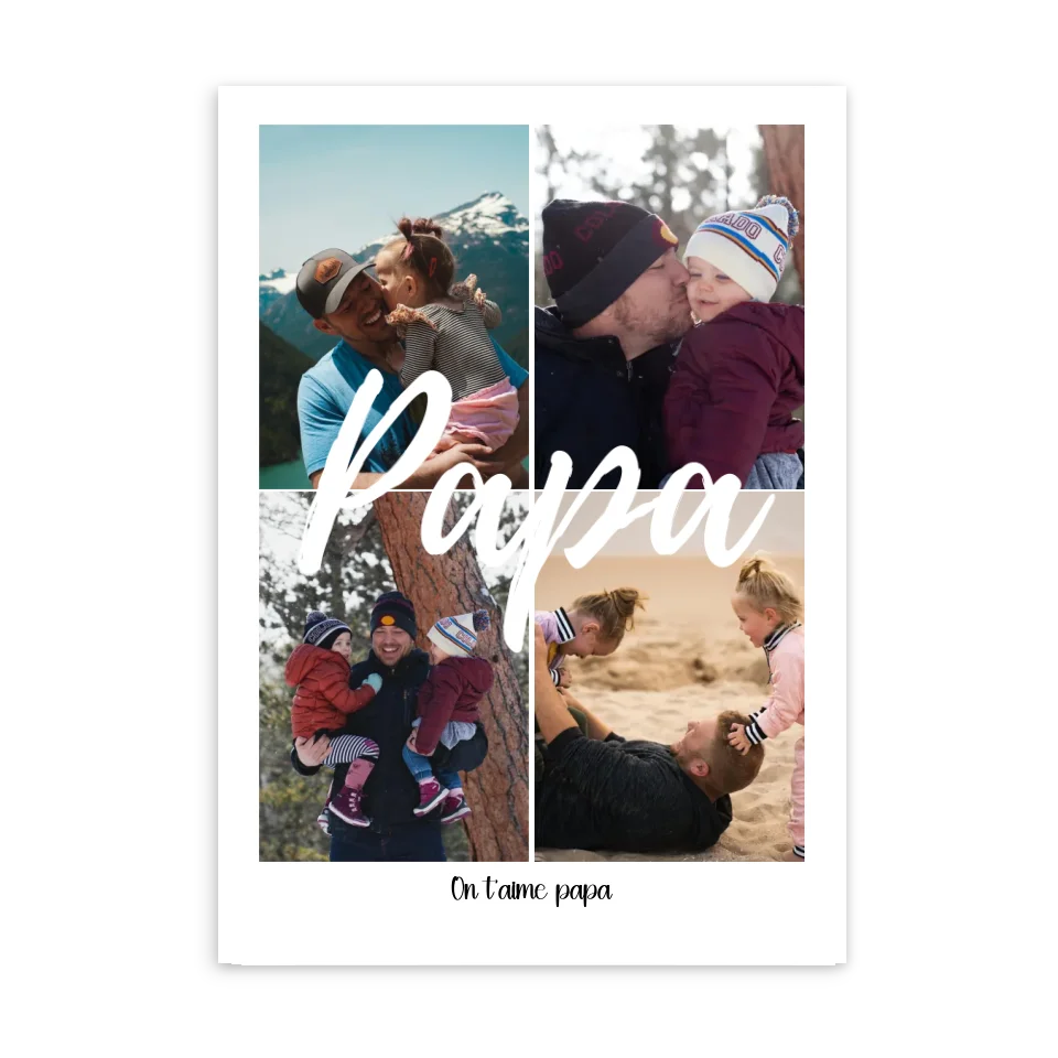 Papa 4 photos - Affiche personnalisée