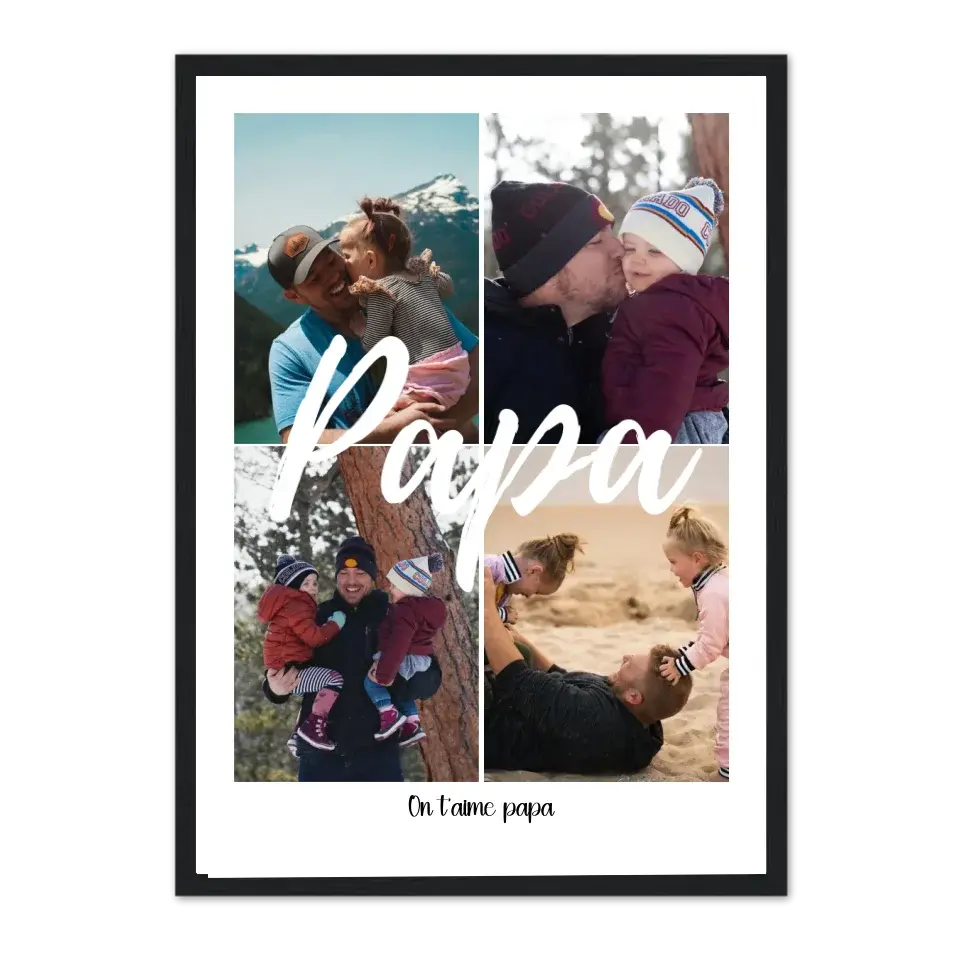 Papa 4 photos - Affiche personnalisée Cadre-Vertical-Noir-Ed.-Limité-75x100-cm Jetaimeparis France