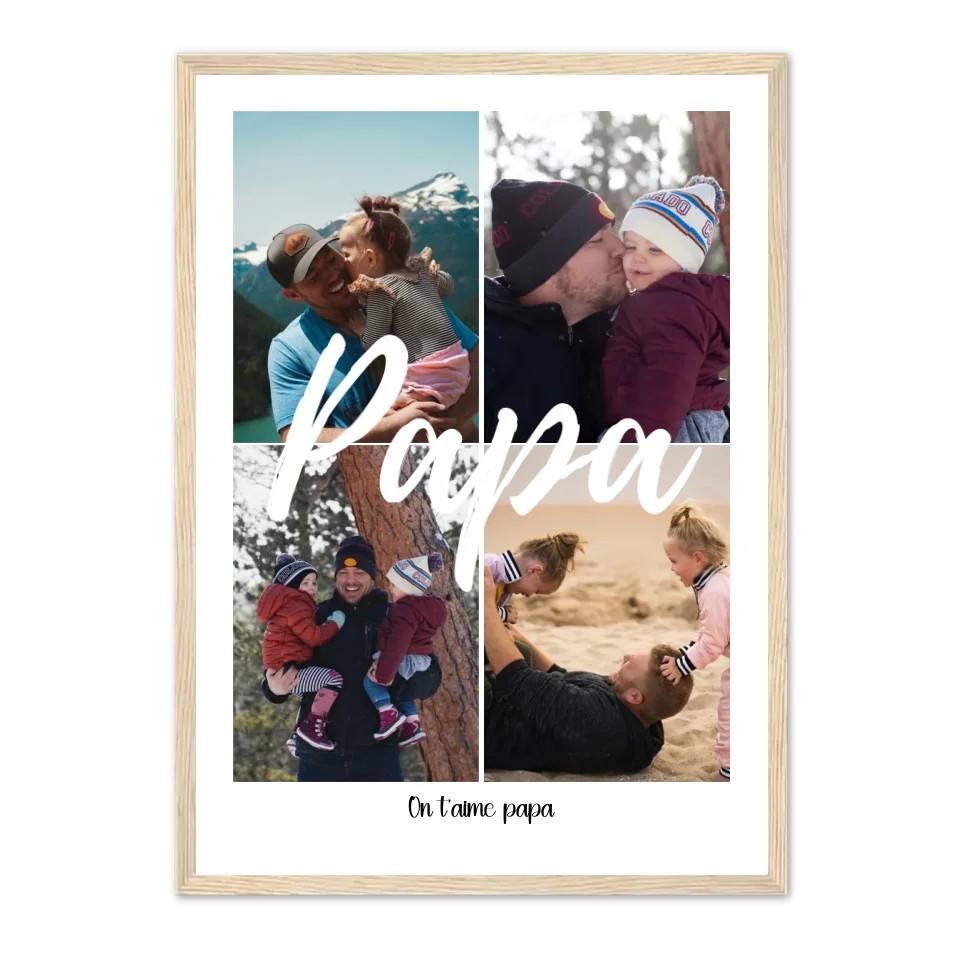 Papa 4 photos - Affiche personnalisée
