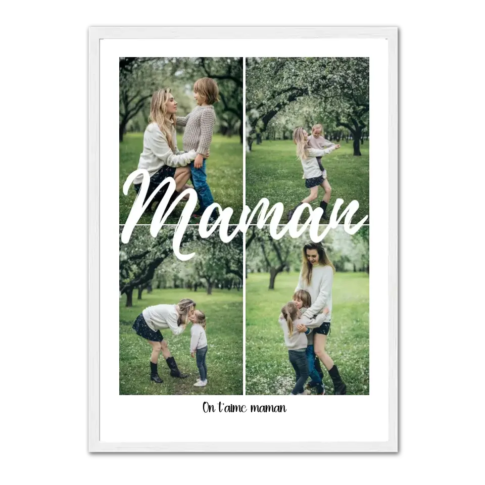 Maman 4 photos - Affiche personnalisée Cadre-Vertical-Blanc-Ed.-Limité-75x100-cm Jetaimeparis France