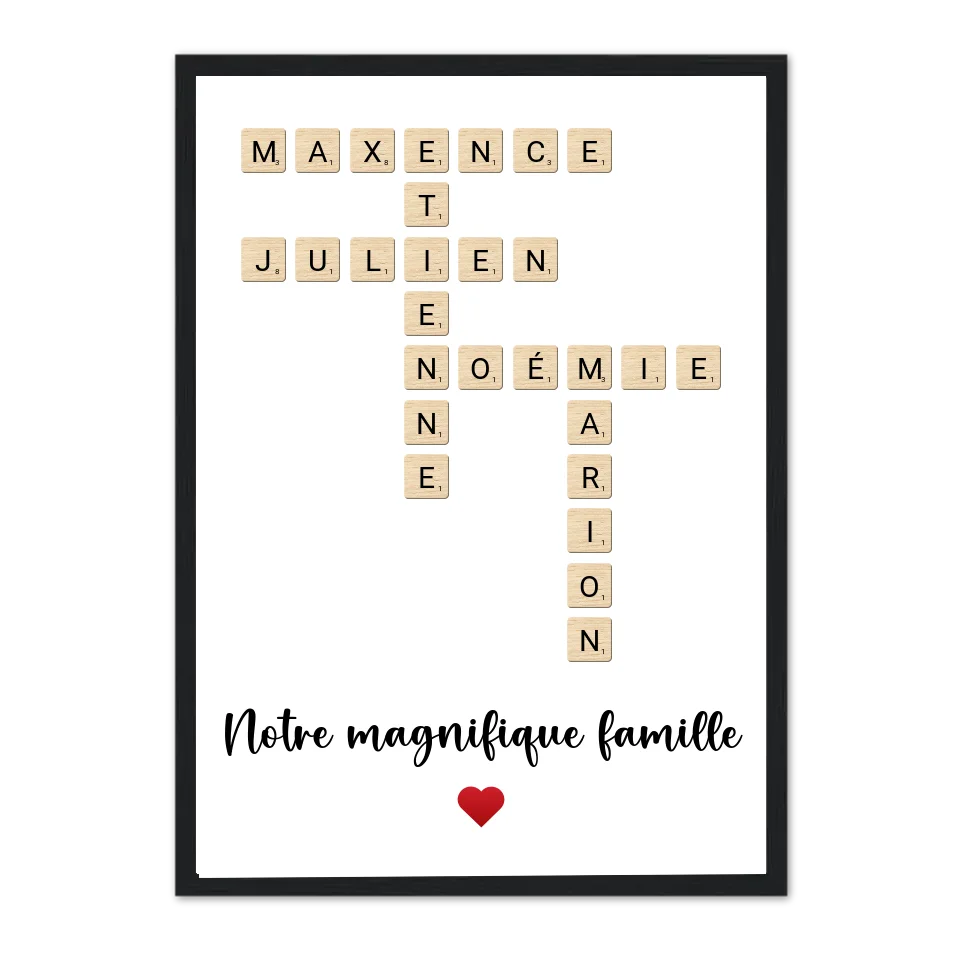 Scrabble Famille - Affiche personnalisée Jetaimeparis France