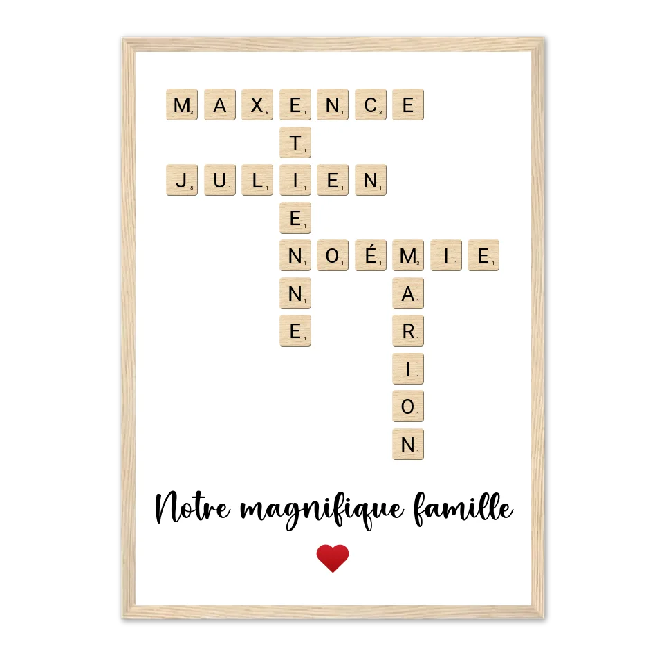 Scrabble Famille - Affiche personnalisée Jetaimeparis France