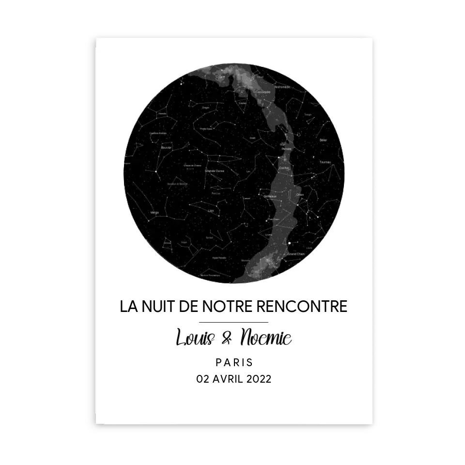 La nuit de notre rencontre - Affiche personnalisée Cadre-Vertical-Poster-sans-cadre-Ed.-Limité-75x100 Jetaimeparis France
