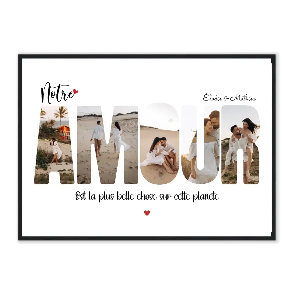 Notre Amour - Affiche personnalisée Cadre-Horizontal-Noir-50x70-cm Jetaimeparis France