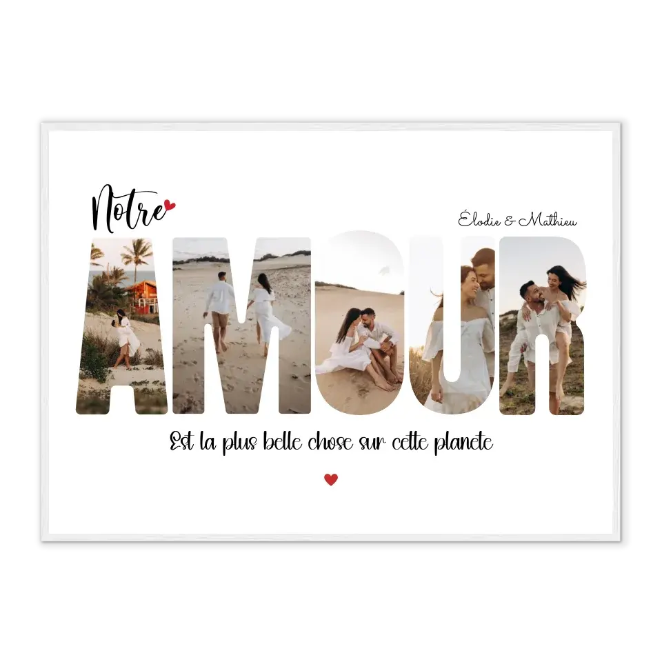Notre Amour - Affiche personnalisée Cadre-Horizontal-Blanc-50x70-cm Jetaimeparis France