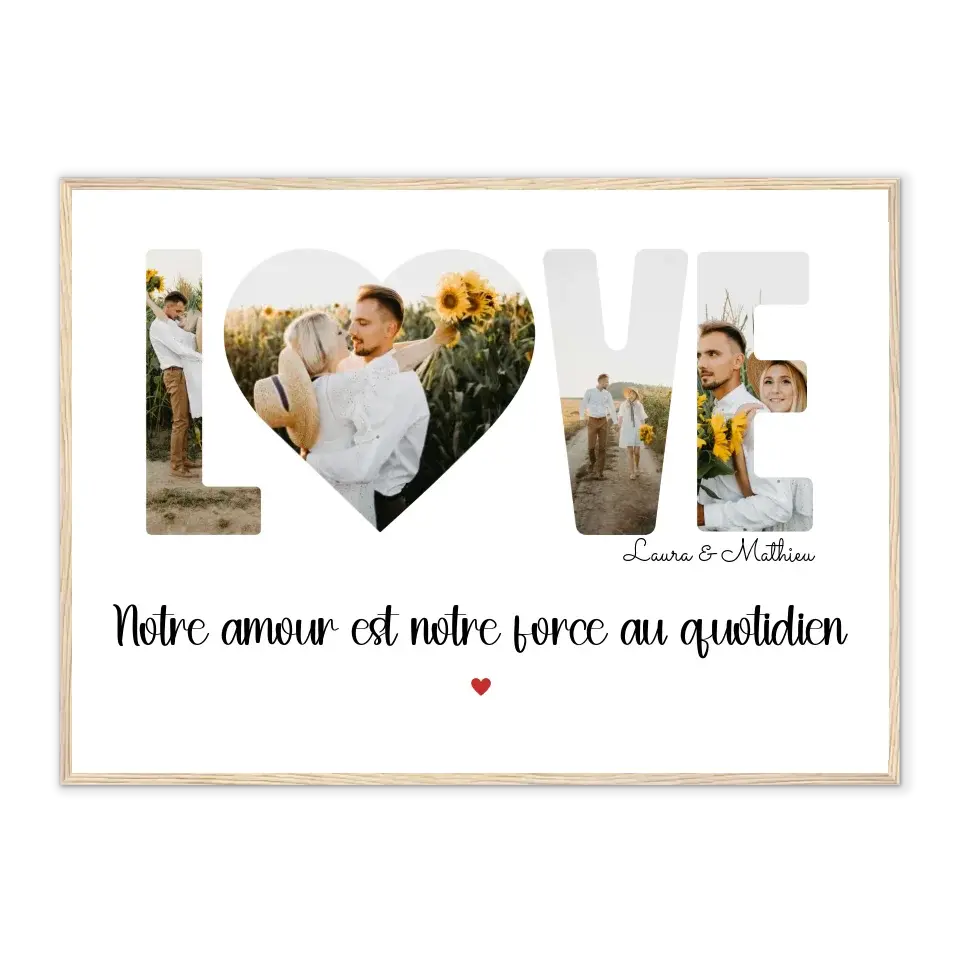 Love - Affiche personnalisée Cadre-Horizontal-Naturel-50x70-cm Jetaimeparis France