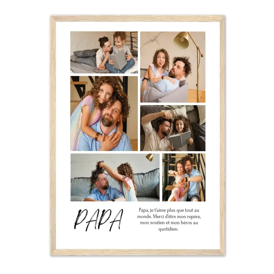 Affiche 6 photos papa - Affiche personnalisée AFFICHE-PHOTO-PAPA-Naturel-Ed.-Limité-75x100-cm Jetaimeparis France