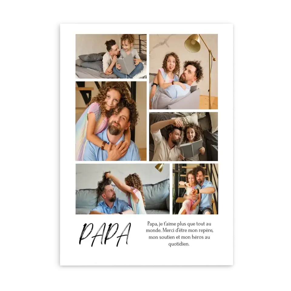 Affiche 6 photos papa - Affiche personnalisée AFFICHE-PHOTO-PAPA-Poster-sans-cadre-Ed.-Limité-75 Jetaimeparis France