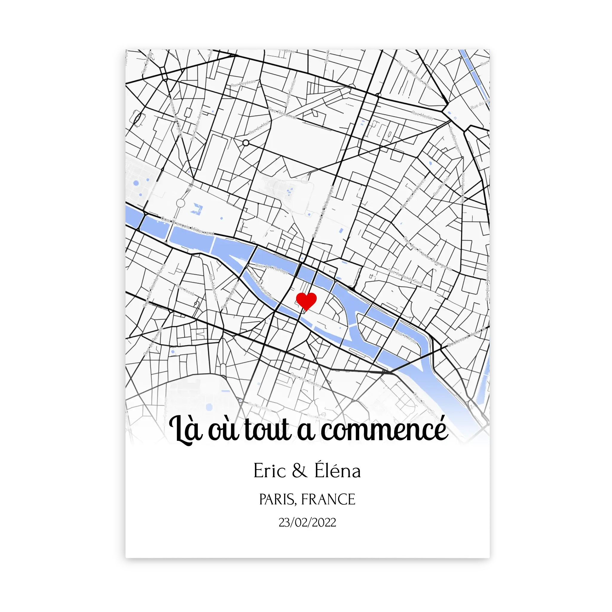 Lieu de Rencontre - Affiche personnalisée Poster-sans-cadre-Ed.-Limité-75x100-cm-Classique Jetaimeparis France