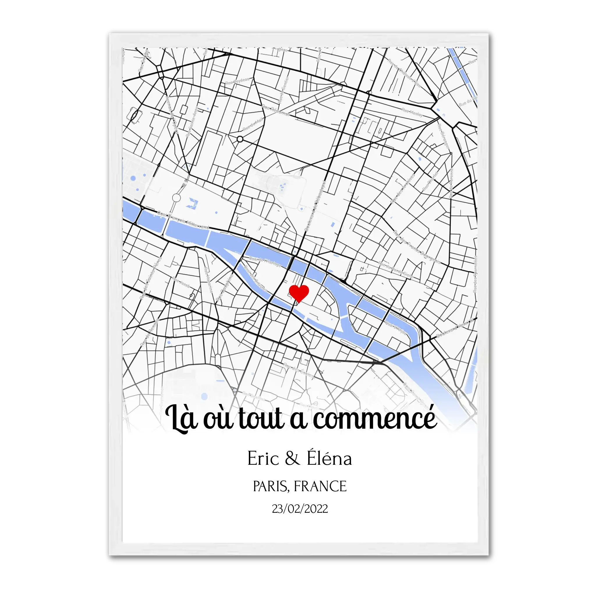 Lieu de Rencontre - Affiche personnalisée Blanc-Ed.-Limité-75x100-cm-Classique Jetaimeparis France