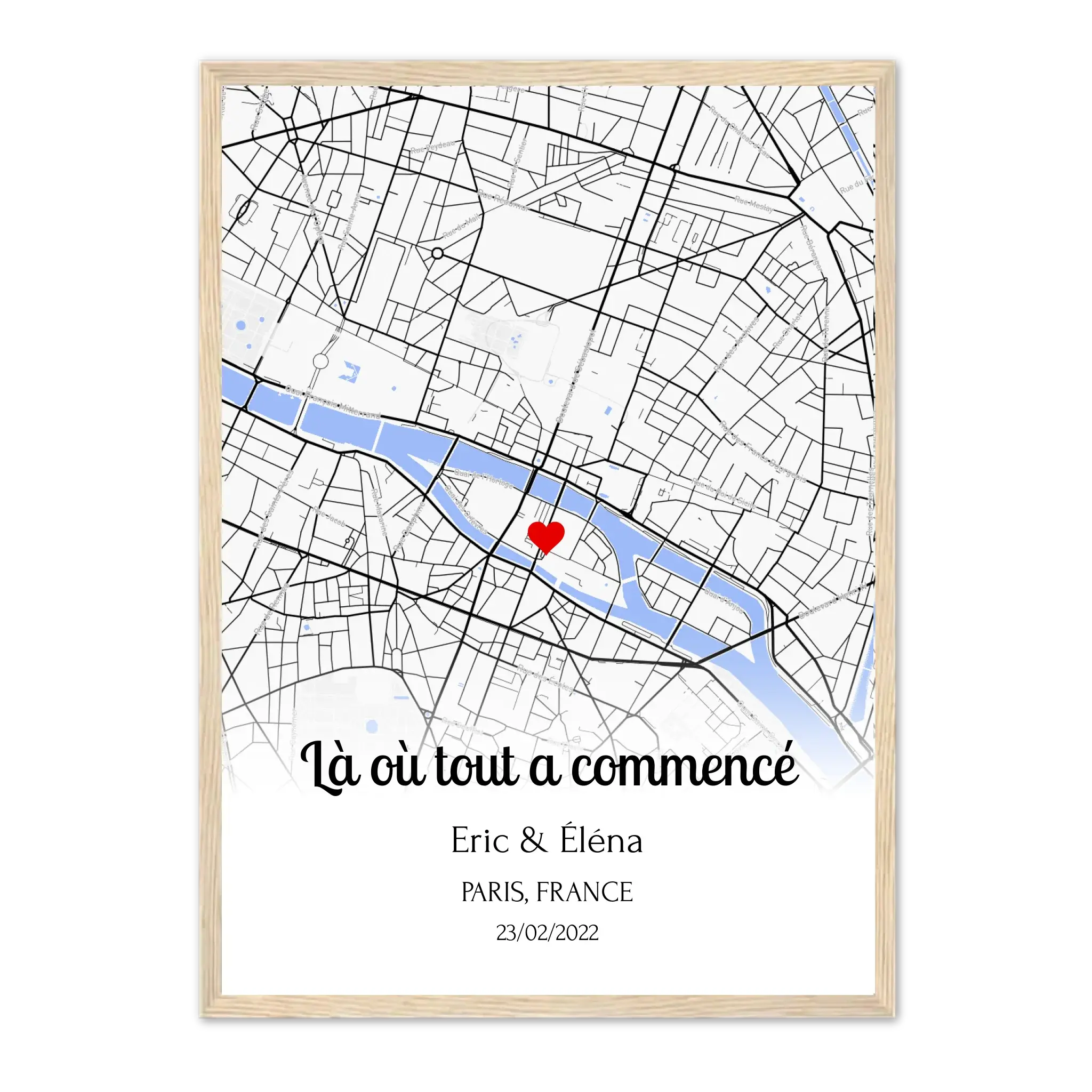 Lieu de Rencontre - Affiche personnalisée Naturel-Ed.-Limité-75x100-cm-Classique Jetaimeparis France