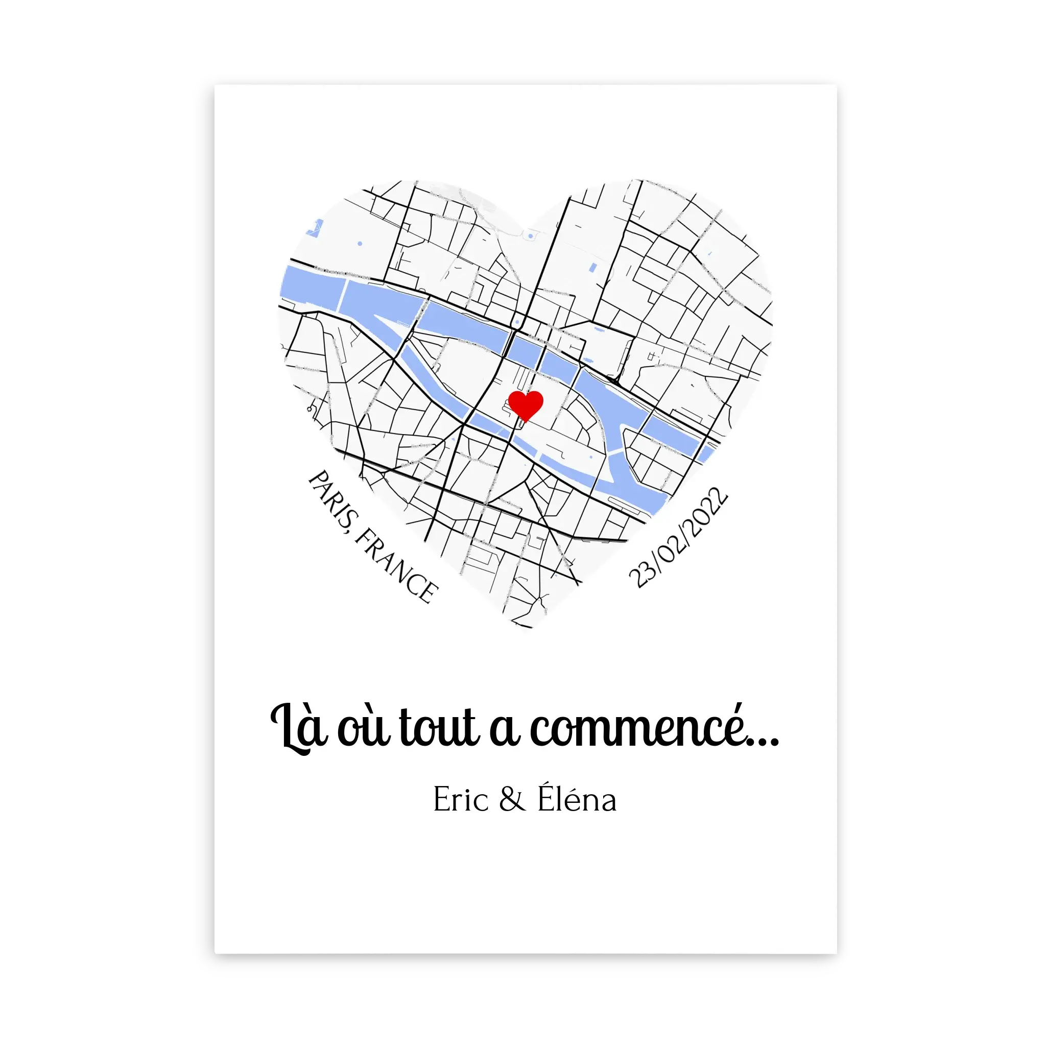 Lieu de Rencontre - Affiche personnalisée Poster-sans-cadre-Ed.-Limité-75x100-cm-Cœur Jetaimeparis France