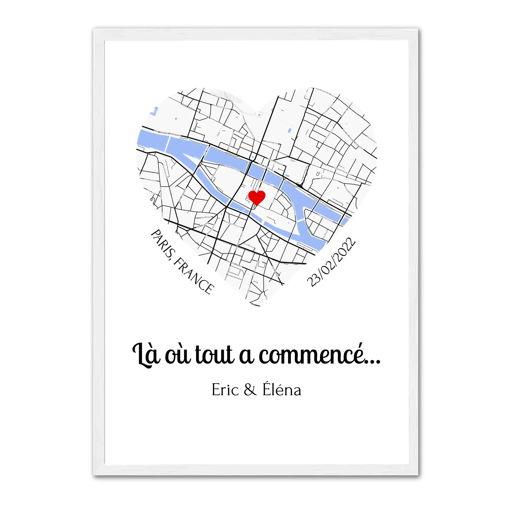 Lieu de Rencontre - Affiche personnalisée Blanc-Ed.-Limité-75x100-cm-Cœur Jetaimeparis France