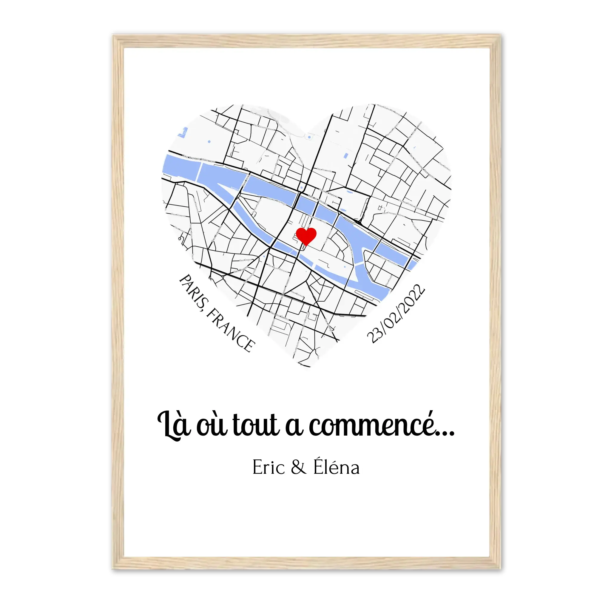 Lieu de Rencontre - Affiche personnalisée Naturel-Ed.-Limité-75x100-cm-Cœur Jetaimeparis France