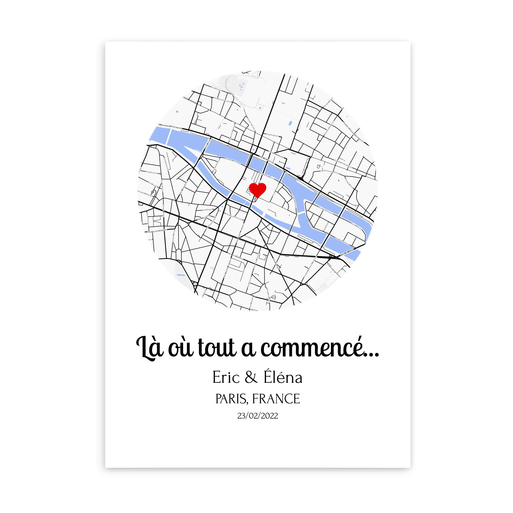 Lieu de Rencontre - Affiche personnalisée Jetaimeparis France