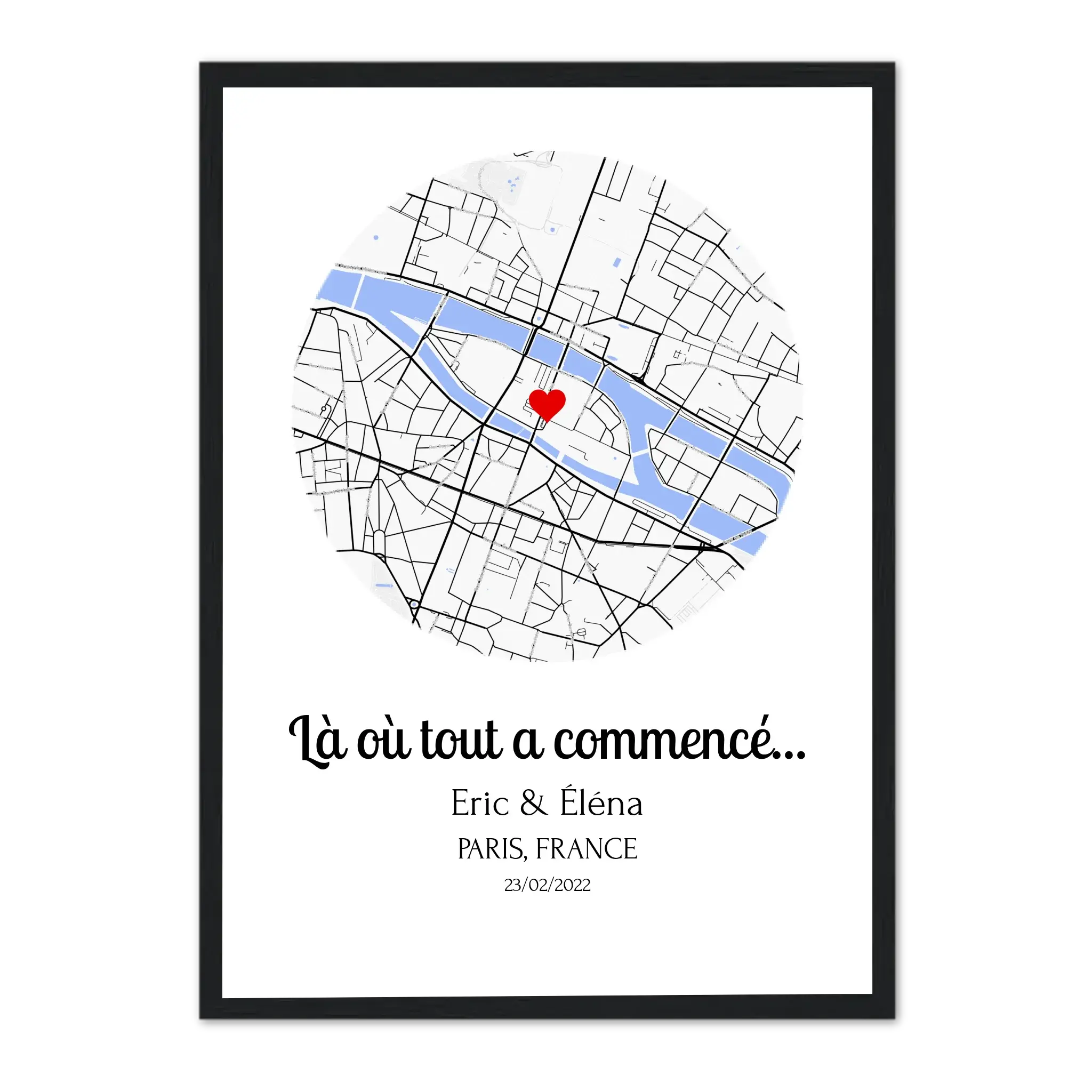 Lieu de Rencontre - Affiche personnalisée Noir-Ed.-Limité-75x100-cm-Rond Jetaimeparis France
