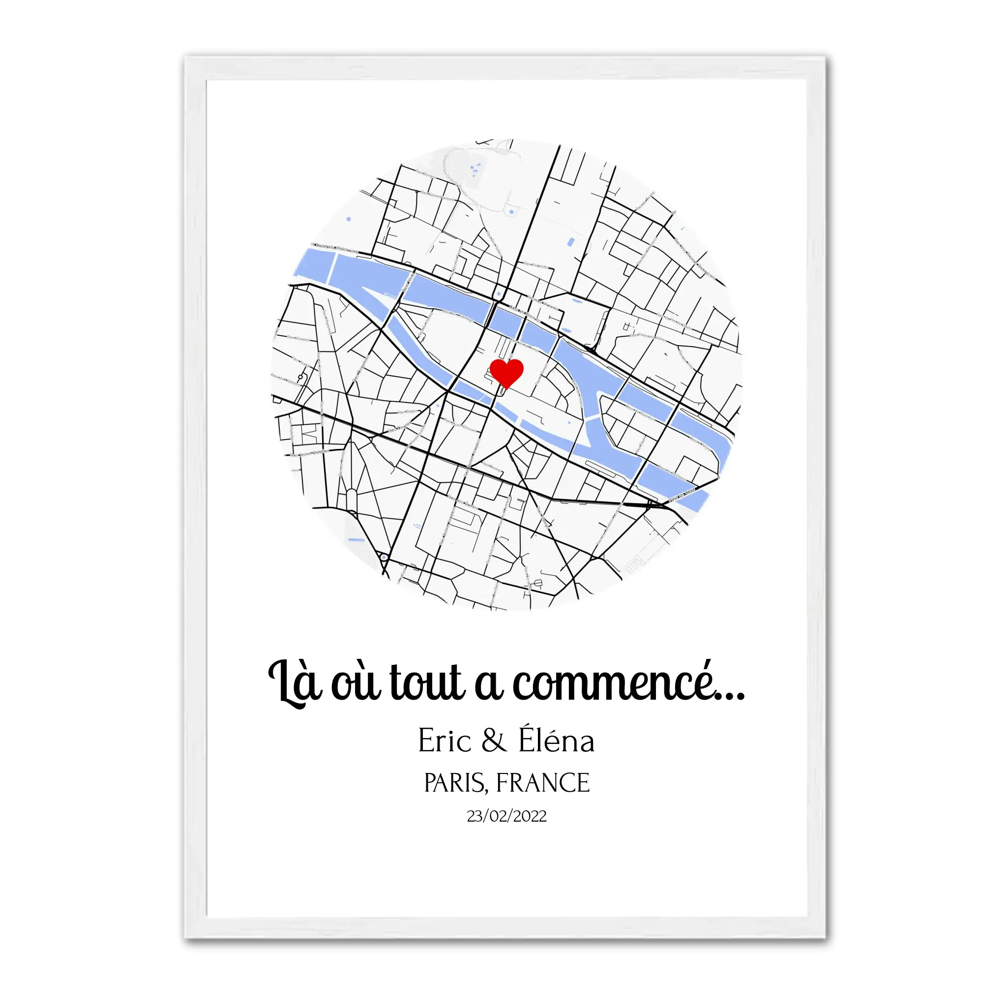 Lieu de Rencontre - Affiche personnalisée Blanc-Ed.-Limité-75x100-cm-Rond Jetaimeparis France