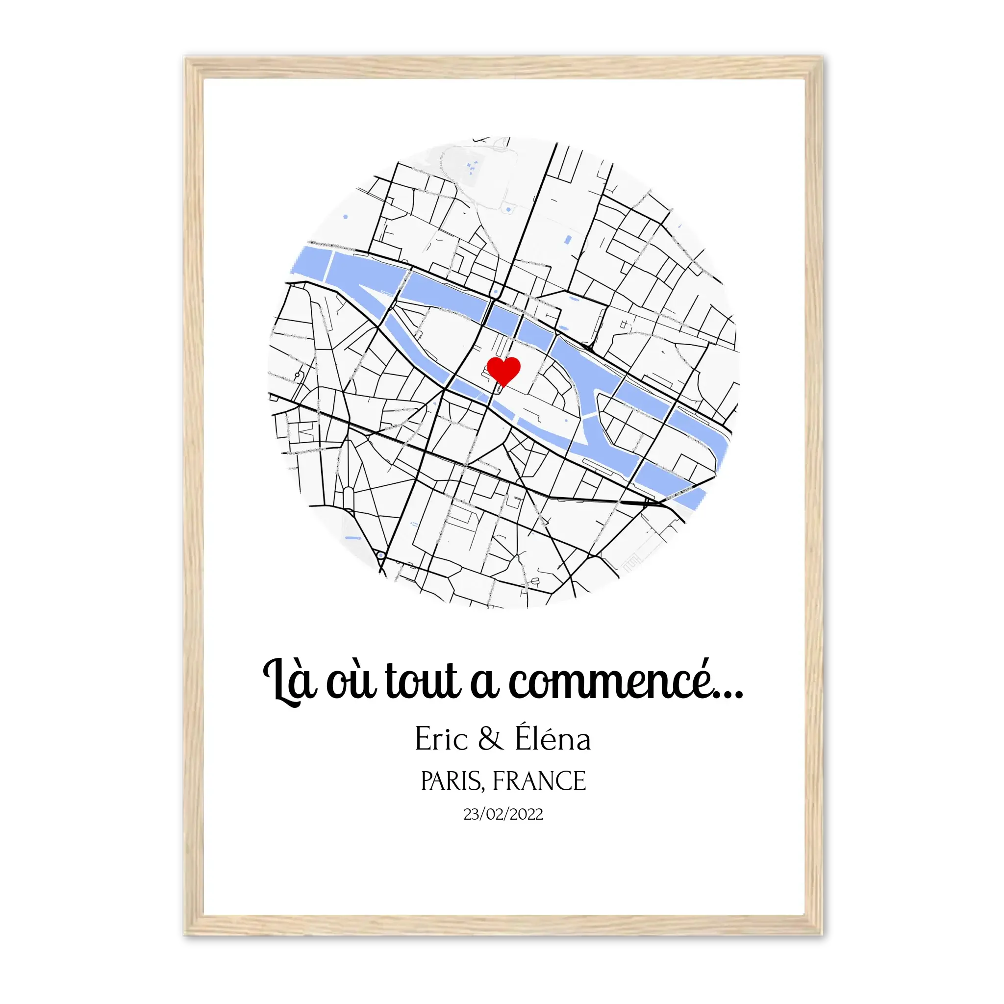 Lieu de Rencontre - Affiche personnalisée Naturel-Ed.-Limité-75x100-cm-Rond Jetaimeparis France